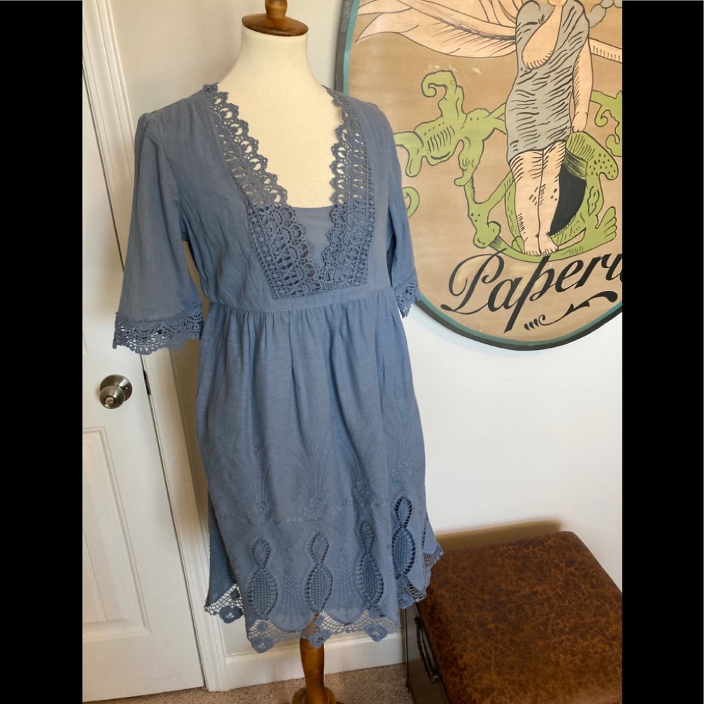 Embroidered dress fully lined. NWOT Never worn